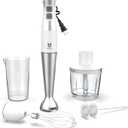 Immersion Hand Blender, UTALENT 5-in-1 8-Speed Immersion Blender with 500ml Food Grinder, 600ml Container,Milk Frother,Egg Whisk,Puree Infant Food, Smoothies, Sauces and Soups - White
