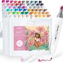 Ohuhu Alcohol Markers: Mini Brush & Slim Broad 60 Illustration Colors Dual Tip Brush Tip Alcohol-based Art Marker for Artists Adults Coloring Illustration- Refillable - Kaala B Series of Ohuhu Markers