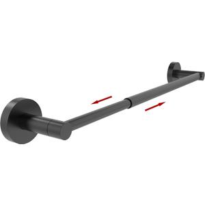 Ruacq Adjustable Towel Bar 13.7 to 24 Inch Bathroom Single Towel Bar Black Stainless Steel Modern Wall Mounted Round Towel Holders, Matte Black