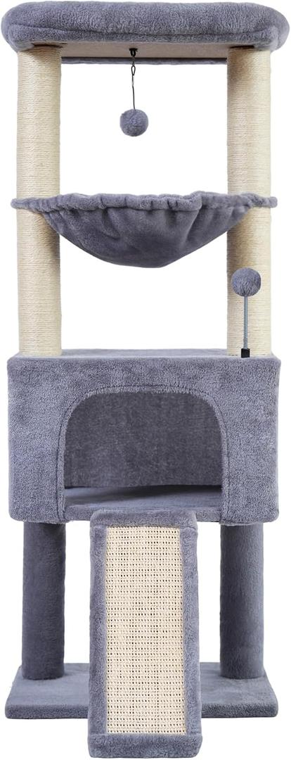 ROYPET Fashion Design 43.3" Cat Trees with Cat Houses,Grey