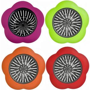 Kitchen Sink Strainer, 4PCS Silicone Sink Strainers, Large Wide Rim 4.5" Diameter Sink Drain Strainer for Kitchen Sink - Multicolor