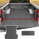 Xipoo 5.5FT Truck Bed Liner Compatible with 2021 2022 2023 2024 2025 Ford F150 Bed Mat Tailgate Cover TPE Replacement for 2021-2025 Ford F150 Accessories (5.5FT Truck Bed Mat+Tailgate Mat) (Black)