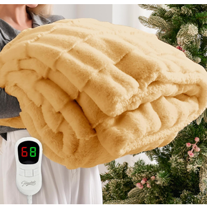 Homemate Electric Heated Blanket Twin Size  62"x84" Heating Blanket Twin Size 1/2/4/6/8 Hours AutoOff 10 Heat Level OverHeat Protection Flannel Sherpa ETL Certification