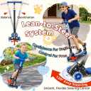 Kick Scooters for Kids 5-7 8-12,Lean to Steer,Three Wheeled Light Up,28"-32" Adjustable Handlebar,Widen Anti-Slip Deck,Floor Push Scooter for Boys Girls Ages 6-12 3-4 Old,Foldable for Travel