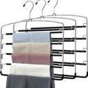 Pants Hangers 3 Pieces,5 Tier Closet Organizers and Storage Clothes Hanger,Hangers Space Saving with Swing Arm,Multiple Metal Hanger Clothes Organization for Pants Trousers Jeans Leggings Slacks