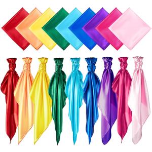 Geyoga 9 Pcs Fabric Play Scarves Rainbow Play Dance Scarves Creative Pretend Juggling Dress 35 x 35 Inch (Classic Colors)
