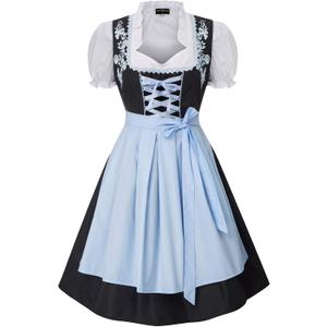Scarlet Darkness Women's Oktoberfest Costumes 3 Pcs Bavarian German Dirndl Dresses (Large, Blue) Scarlet Darkness Women's Oktoberfest Costumes 3 Pcs Bavarian German Dirndl Dresses (Large, Blue)