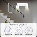 Plug in Track Lighting Fixtures Ceiling, White Track Light LED, 2-Light Track Lights with Cord, 2 Way Ceiling Spotlight, Rocker Switch, Rotatable Wall Mount Light for Kitchen/Bedroom,Bulb Not Included