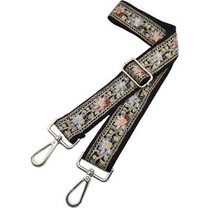 LVYOUME Crossbody Straps for Purses Silver Hardware Purse Strap Wide Shoulder Strap Adjustable Replacement, Retro Jacquard Embroidery for Shoulder Bags