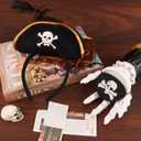 Chanaco Pirate Hat 4Pcs Pirate Accessories Women Halloween Costume Men Captain Headband and Eye Patch for Cosplay Party Supplies