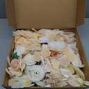 Floroom Arch Flowers with Drapes Kit (Pack of 4) - 2pcs Artificial Cream Floral Swag Arrangement with 2pcs Draping Fabric for Wedding Ceremony Arbor and Reception Backdrop Decoration