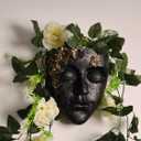 Face Shape Wall Planter Elegant Black Resin Wall-Mounted Head Pot with Drainage Hole Unique Small Vase Holder for Flower,Succulents, Hanging Plants for Plant Lovers