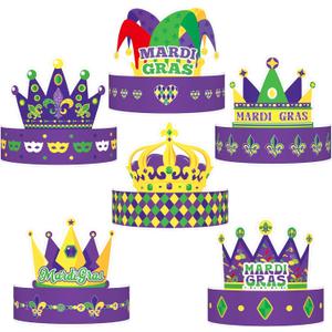 36 Pcs Mardi Gras Crown Kits Carnival Party Paper Hat For Kids Adults Mardi Gras Jester Favors Supplies Decoration