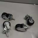 2 Inch Caster Wheels for Wire Shelving, 1/4 Inch Threaded Stem, Set of 4 - Heavy Duty Rubber Industrial Replacement Wheels
