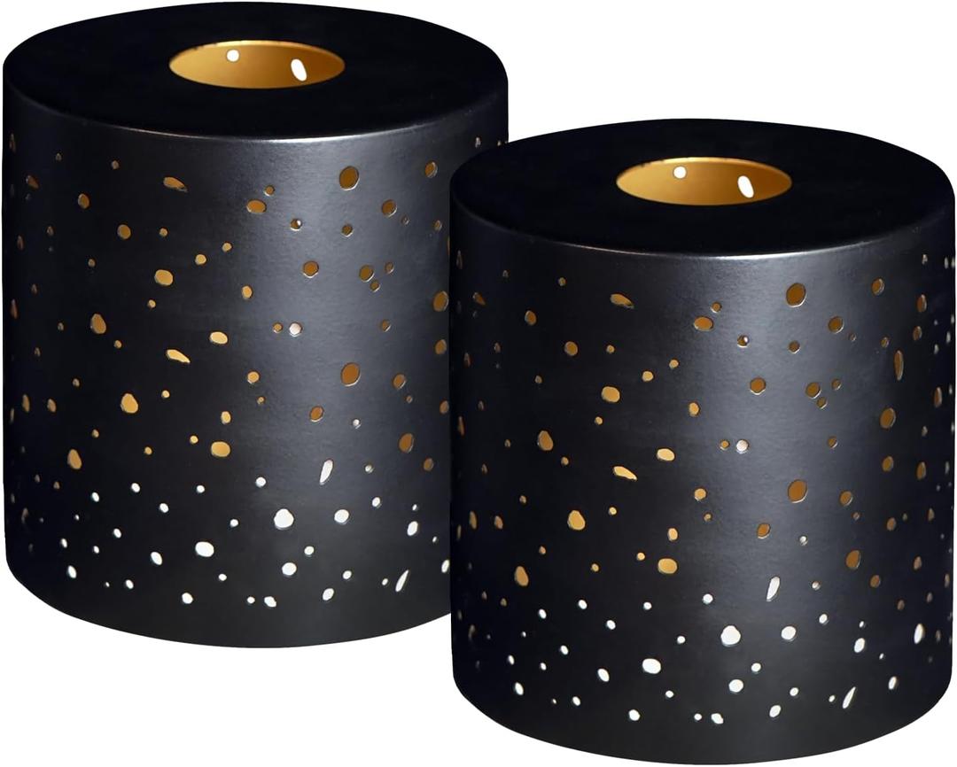 2 Pack Metal Lamp Shades, Cylinder Lamp Shade with 1-5/8" Fitter, Antique Bronze Lampshade Replacement for Lighting Fixture,Chandelier,Table Lamp,Wall Lamp, Floor Lamp, Diameter 4.75 in Height 5in (Starry Sky)