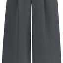 KIRUNDO Wide Leg Dress Pants for Women High Waisted Office Work Trousers Business Casual Slacks Button Flowy Palazzo Pant (Medium, Dark Grey)