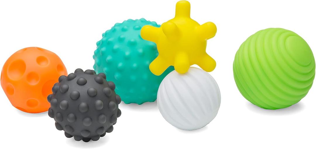 Infantino Textured Multi Ball Set - Toy for Sensory Exploration and Engagement for Ages 6 Months and up, 6 Piece Set