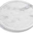 Natural Grey Marble Tray - Real Stone Decorative Tray, Genuine Marble for Bathroom, Kitchen, Dresser, Vanity - Holds Jewelry, Perfume, Shampoo - 8" Round (8")