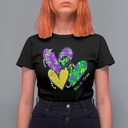 Mardi Gras Shirts Women: Mardi Gras Day Hearts T-Shirt Fat Tuesday Tee Carnival Shirt New Orleans Party Tshirt (Medium, Black)