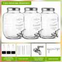 Lallisa 3 Pcs 2.5 Gallon Beverage Dispensers for Parties Glass Drink Water Dispenser with Stand Stainless Steel Leakproof Spigot Ice Cylinder Hanging Chalkboard Signs Pen(Silver)