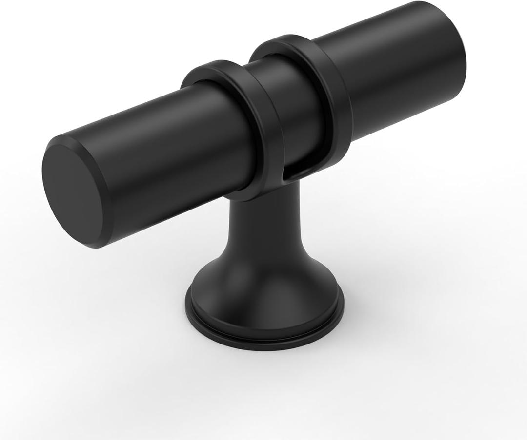 Amerdeco 10 Pack Matte Black Cabinet Knobs 2 Inch T Bar Cabinet Pulls Kitchen Cabinet Handles Cabinets Hardware Drawer Pulls ZH0058
