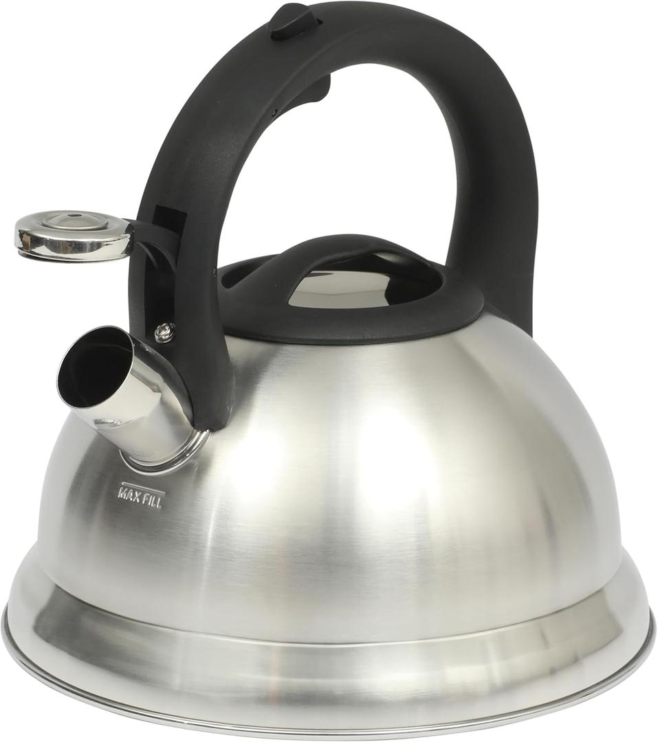 Mr. Coffee Hartbay Large 2.4 Quart Stainless Steel Whistling Tea Kettle (Brushed Satin (Hartbay))