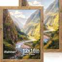 iRahmen 12x16 Picture Frame Set of 2 with Plexiglass, Rustic Brown Wood Poster Frames 12 x 16 for Photo Wall Gallery Mounting Horizontal and Vertical