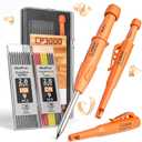Nicpro CP3000 Carpenter Pencil with Sharpener, 2.8mm Mechanical Pencils with 19 Refill, Deep Hole Marker for Construction, Heavy Duty Woodworking Pencil, Carpenter Tools for Architect Marking (Orange)