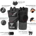 WYOX Gel Boxing Hand Wraps Inner Gloves for Men & Women, 80cm Quick Wrist Straps, Padded Knuckle Protection for Muay Thai Kickboxing, Hand Wraps for Boxing & Martial Arts (Grey, L/ XL)