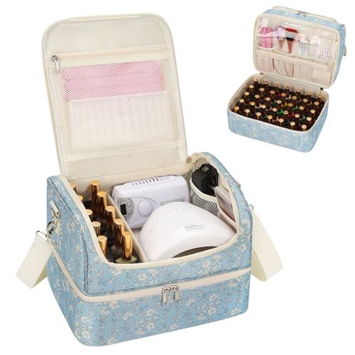 CUBETASTIC Nail Polish Organizer, Nail Supplies Storage Case Holds 45 Bottles Nail Polish & Nail Lamp, Travel Nail Tech Carrying Bag, Nail Kit Bag For Nail Stuff & Manicure Tools