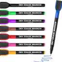 MaxGear Dry Erase Markers Ultra Fine Tip with Eraser, Assorted Color Magnetic Whiteboard Markers Extra Fine Point 0.5 mm Low Odor for White Board, School Supplies for Classroom, Home, Office, 8 Count