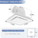 Bathroom Fan Ceiling Mount Exhaust Ventilation,141 CFM 0.7 Sones,4 Inches Duct,White,Very Quiet Ventilation and Exhaust Fan