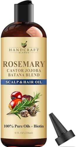 Handcraft Blends Rosemary Oil for Hair 8 Fl Oz | Nourishing Hair Oil | 100% Pure and Natural | Rosemary, Castor, Jojoba, and Batana Oils & Biotin | Carrier Oil