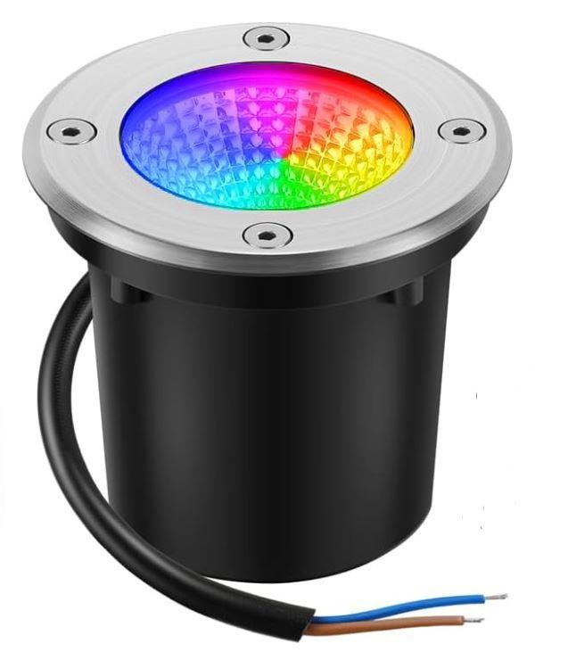 Unirence RGBW Warm White Low Voltage Landscape Lights 10W Color Adjustable LED Landscaping Lighting IP67 Waterproof Outdoor In-Ground Light 12V-24V Pathway Garden Deck Driveway Well Lights