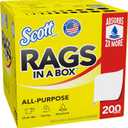 Scott Rags In A Box (57036), All-Purpose Towels, Large 9"x12" Towel (1 Box of 200 Sheets Total)