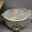 GreenLife 8QT Slow Cooker, Non-Toxic PFAS-Free Ceramic Nonstick Removable Interior Bowl, Programmable, Family Friendly, Keep Warm, Stovetop & Oven Safe, Dishwasher Safe Crock, Timer, Glass Lid, Cream