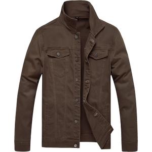 Jean Jacket Men, Men's Denim Jacket Distressed Ripped Slim Fit Stretch Trucker Jackets Classic Casual Denim Coat (X-Large, Brown)