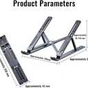 Portable Aluminum Alloy Laptop Stand, 7-Level Adjustable, Foldable, Ergonomic, Suitable for Laptops up to 18 Inches, Grey Metal
