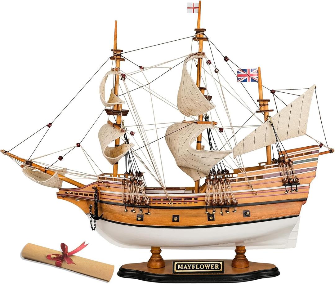 SAILINGSTORY Wooden Model Ship Mayflower 1/60 Scale Replica Sailing Ship Model Sailboat Decor