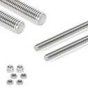 2 Pcs 304 Stainless Steel M6 Fully Threaded Rod,14"(360mm) Long Threaded Rod,Right Hand Threadswith Nuts (2, M6x360mm)