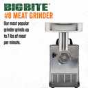 LEM Products BigBite #8 Meat Grinder, 0.5 HP Commercial-Quality Stainless Steel Electric Meat Grinder for Home Use, Heavy-Duty Food Processor for Grinding, Sausage Stuffing, Cooking