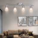 HiBay LED Track Lighting Fixtures, Rotatable 4-Light Ceiling Spot Light, Modern Spotlight with Glass Shade for Living Room Kitchen Dining Room, E12 Base (Bulbs Not Included)