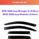 KPY Rain Guards Fit for 2018-2026 Jeep Wrangler JL (4-Door), Out-Channel Window Visors Vent Wind Deflectors 4PC, Car Accessories for 2020-2026 Jeep Gladiator (4-Door)