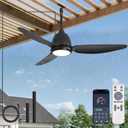 42 In Outdoor Ceiling Fan with Light, Plug-in Ceiling Fans with Waterproof IP65, Smart APP Remote Control, 6-Speed DC Motor, Dimmable 3CCT, Hanging Fans with Cord for Gazebo Patio Porch (Black)