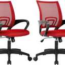 BestOffice Home Office Chair Ergonomic Desk Chair Mesh Computer Chair with Lumbar Support Armrest Executive Rolling Swivel Adjustable Mid Back Task Chair,Red, 18 inches x 19 inches x 38 inches, 2 Pack
