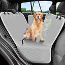 Dog Car Seat Cover, 600D Heavy Durable Dog Seat Cover for Back Seat, 100% Waterproof Scratch Proof Nonslip Dog Hammock for Car with Side Flap, Pet Back Seat Covers for Cars with SeatBelt Gray