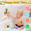 3D Animal Suction Spinners Mold Free Baby Bath Toys for Kids Ages 1-3 with 3 Stacking Cup for Travel Car Window High Chair Airplane Baby Sensory Toys Boys & Girls Christmas Birthdays Gift (6 Pcs)
