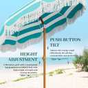 AreShark 7ft Patio Umbrella with Fringe, UPF50+ Beach Umbrella for Table, Pool & Garden, Portable Outdoor Tassels Umbrella w/Fiberglass Ribs&Push Bottom Tilt(Blue and White Stripe)