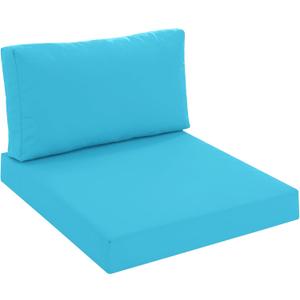 Outdoor Chair Cushions for Patio Furniture with Waterproof Detachable Cover, Deep Seat Couch Cushion Replacement and Backrest Pillow Set for Sectional Sofa, 25.6 x 25.6 Inch, Teal