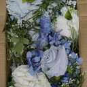 DearHouse 2Pcs Artificial Peony Flower Garland - Silk Peony Garland with Purple White Flowers for Wedding Party Table Decoration,6ft/Strand(White& Blue&Dark Blue)